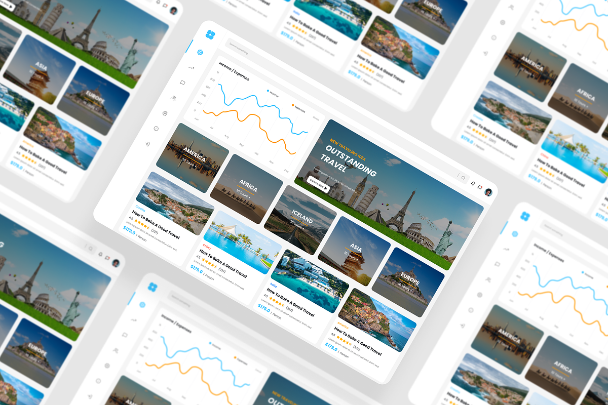 Travel Dashboard UI Kit, an UI Kit Template by iDoodle Studio