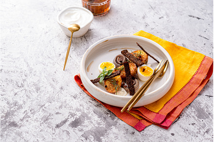 Breakfast with pickled herring, new