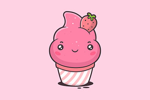 Strawberry Ice Cream Character