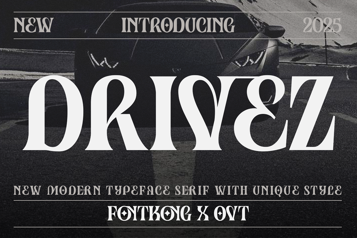 Drivez - New Modern Serif Typeface, a Serif Font by overlaytemplates (Photo 1 of 5)