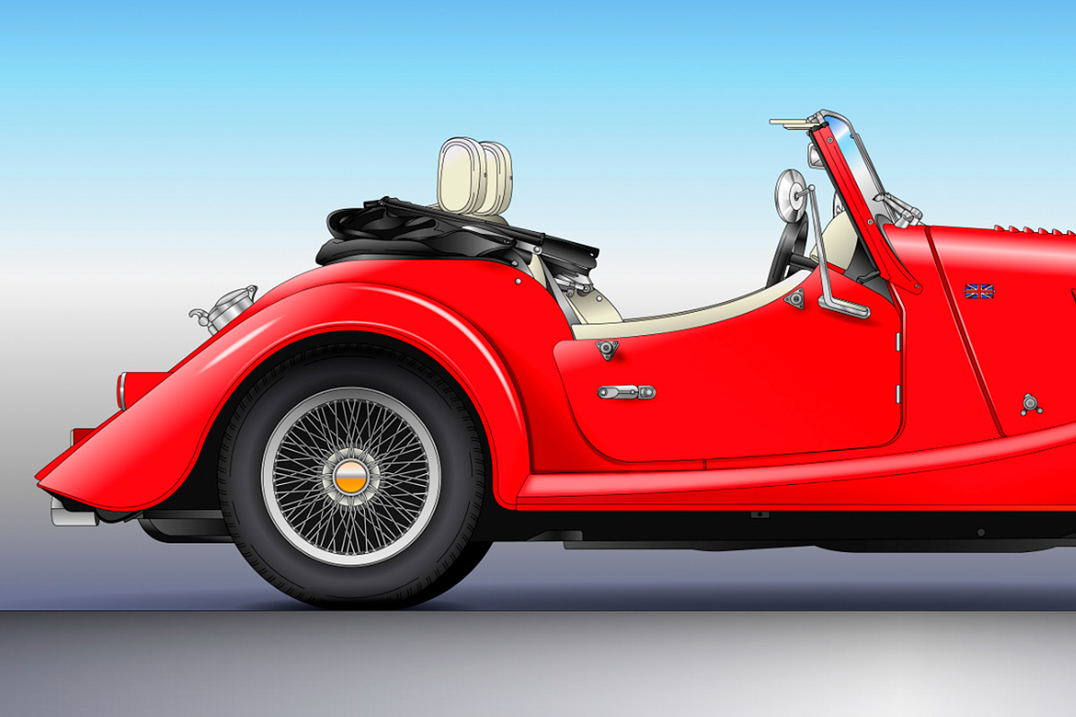 Morgan Plus 4 vintage car, 1966, a Transportation Illustration by frizio (Photo 2 of 4)