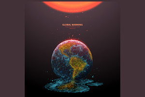 Global warming low poly banner art