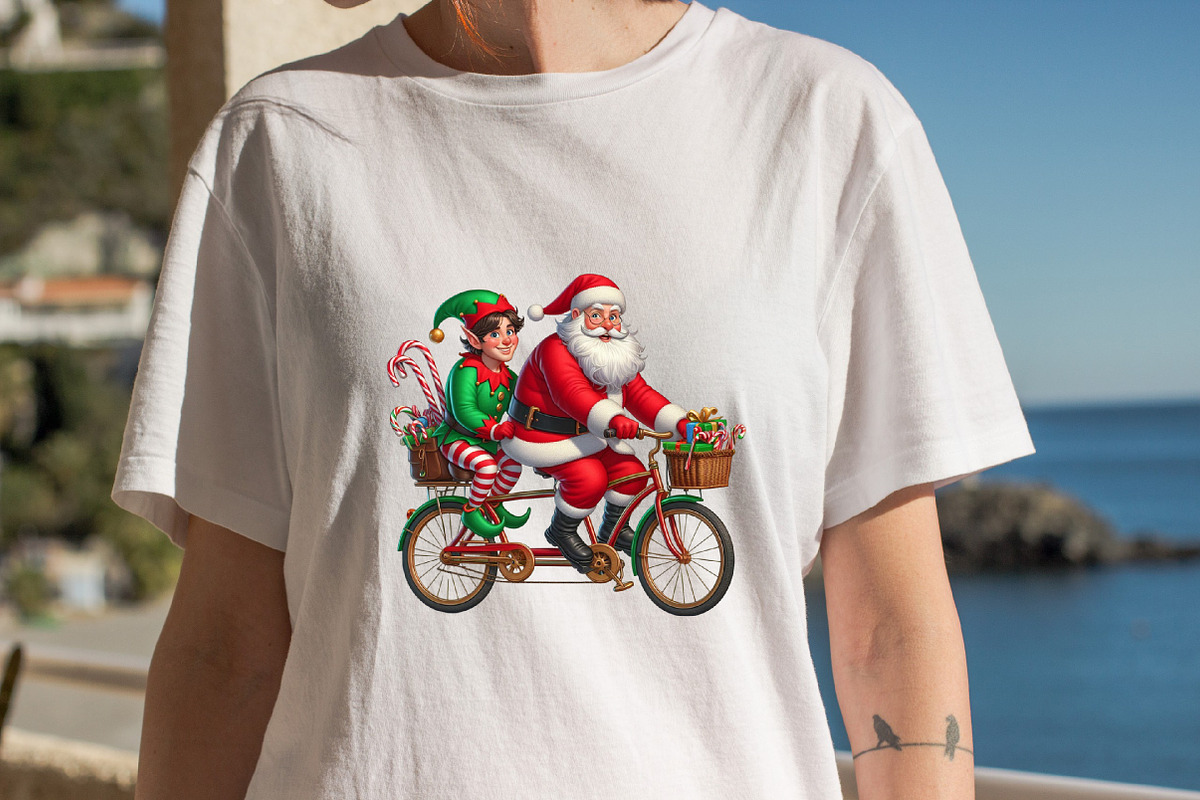 Santa Bicycle with Gifts Clipart Bun, an Illustration by SVGArt (Photo 3 of 7)