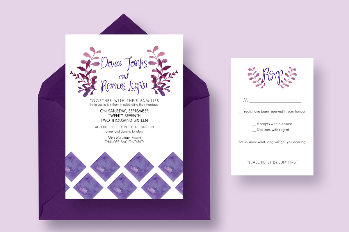 The Purple Wedding Invitation Suite, an Invitation Template by Knotted Design (Photo 2 of 6)