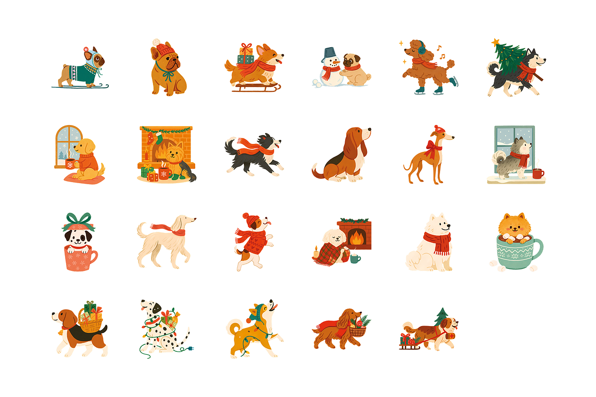 Cozy Winter Dogs Clipart – Hand, an Illustration by Yana_mide (Photo 8 of 16)