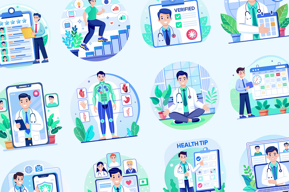 Doctor Illustration Art Set, a Healthcare Illustration by Brickclay (Photo 6 of 9)