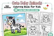 ADULT CUTE BABY ANIMALS COLORING PAG, an Animal Illustration by Ink Gallery (Thumbnail 1 of 9)