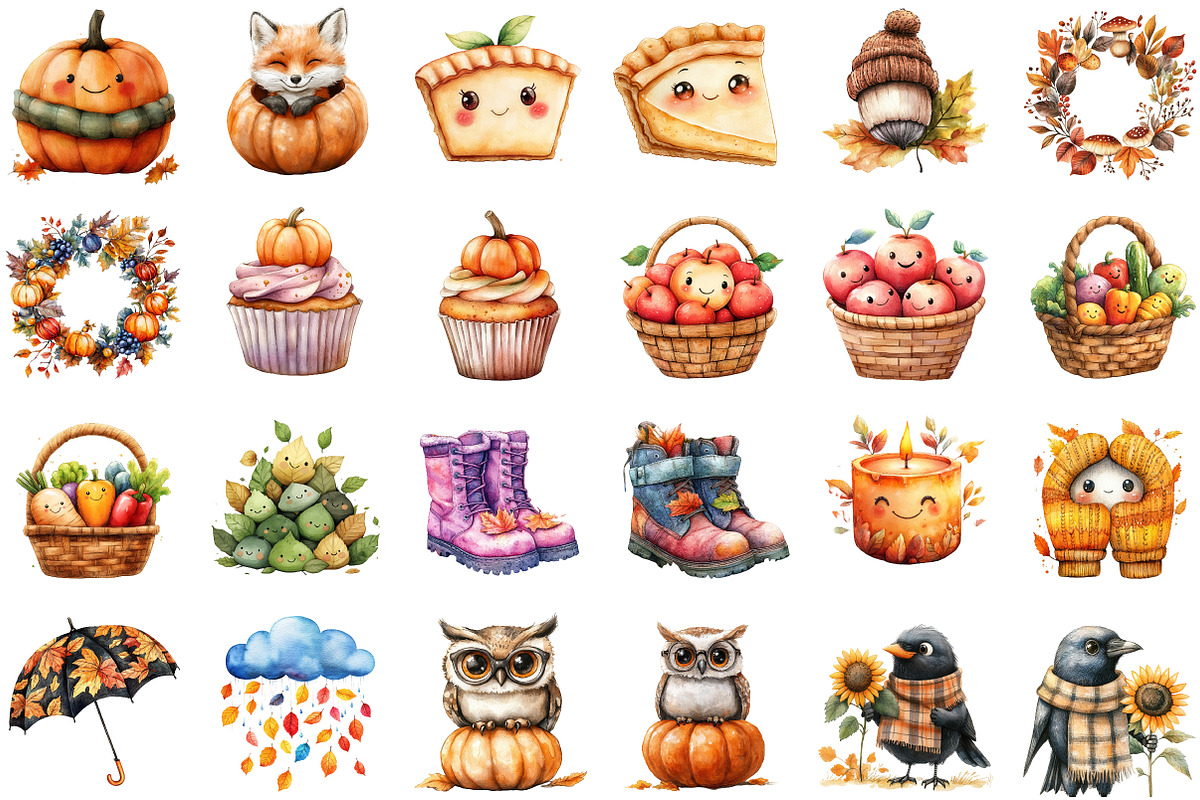 Cute Autumn Clipart, an Illustration by Sublimation Artist (Photo 2 of 6)