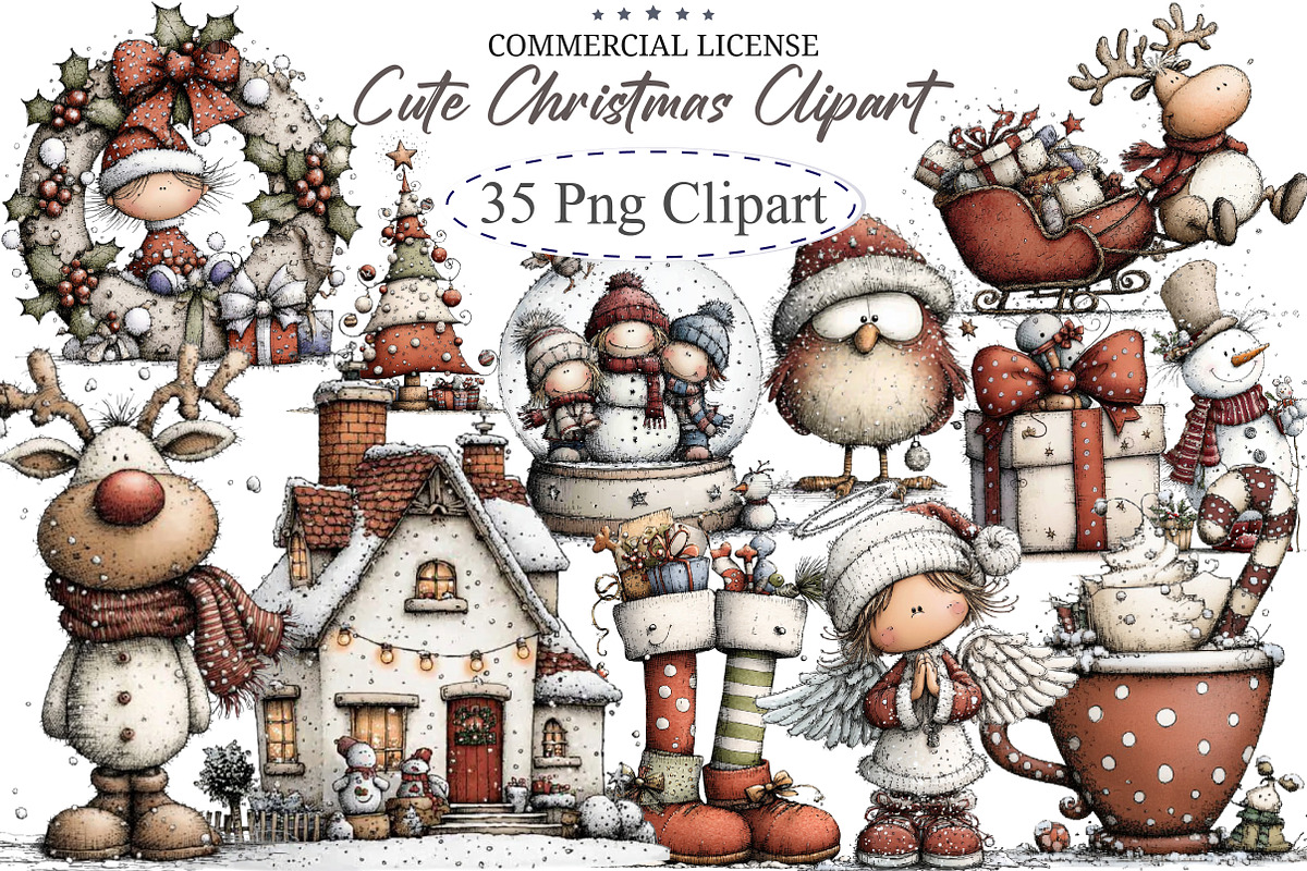 Cute Christmas Clip Art, an Illustration by designcity5 (Photo 1 of 5)