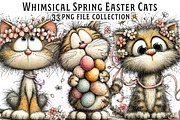 Whimsical Spring Easter Cats Clipart, an Illustration by Dream Creation (Thumbnail 1 of 7)