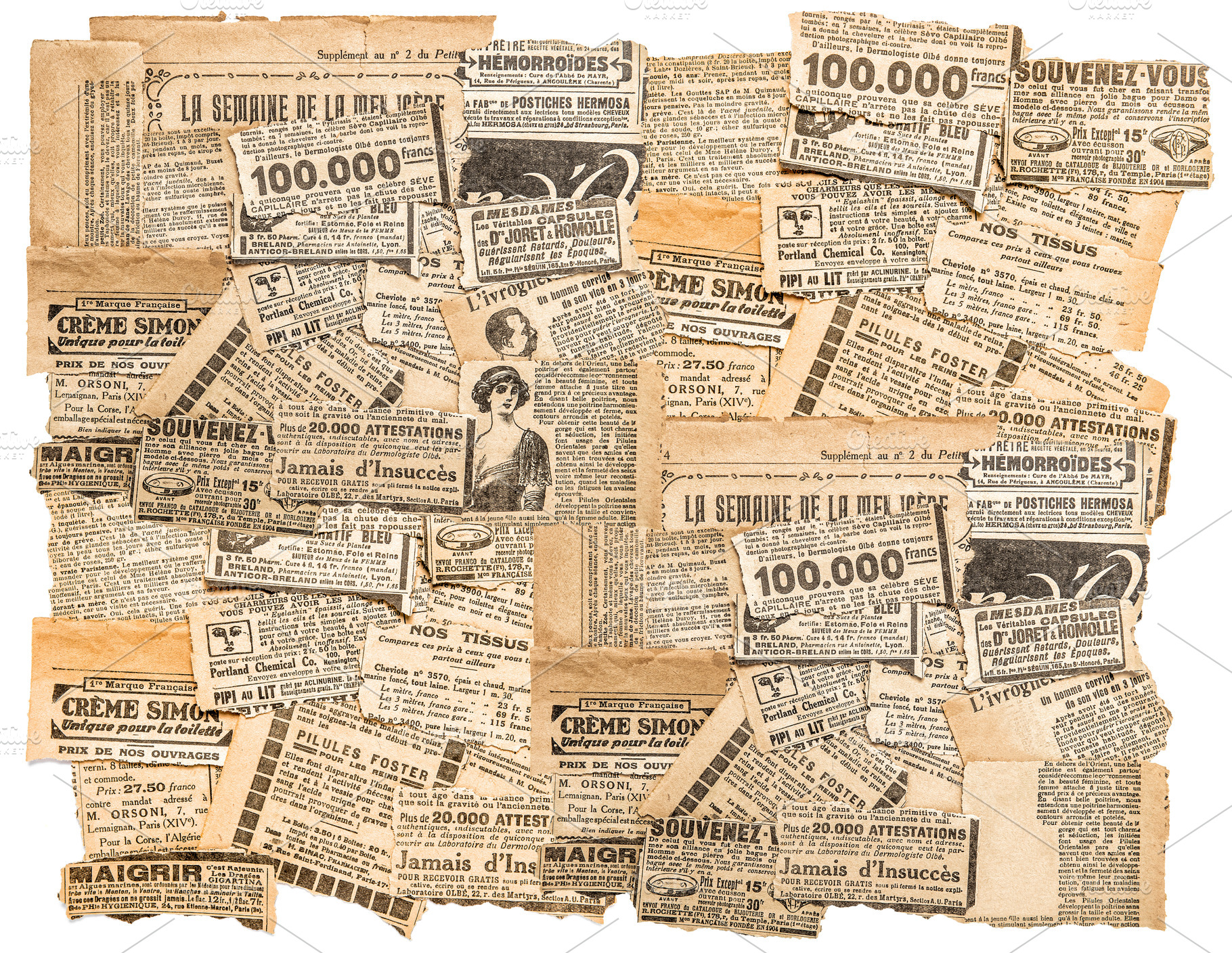 Newspaper pieces antique advertising, an Arts & Entertainment Photo by LiliGraphie