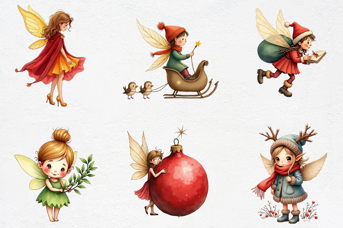 Christmas Fairy Sublimation Clipart, an Illustration by CrexoraLab (Photo 2 of 5)