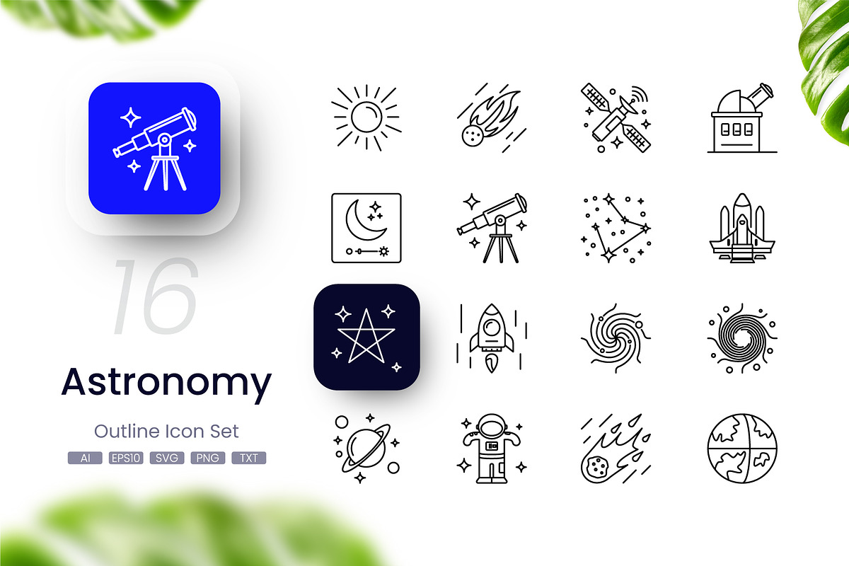Astronomy Outline Icons, an Outline Icon by cidcud_graphic (Photo 1 of 2)