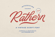 Rathern Vintage Script, a Script Font by Letterhend Studio (Thumbnail 1 of 9)