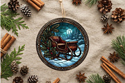Stained Glass Sleigh Ornament Art, an Animal Illustration by CrexoraLab (Thumbnail 2 of 3)