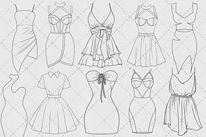 Procreate Fashion Dresses Stamp