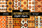 Fall Aztec Pattern Digital Papers, a Pattern Graphic by Creative Store (Thumbnail 1 of 5)