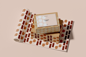 Wrapped Gift Box And Envelope Mockup