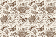 Seamless Butterflies Poppy Poppies, a Pattern Graphic by Vintage (Thumbnail 7 of 13)