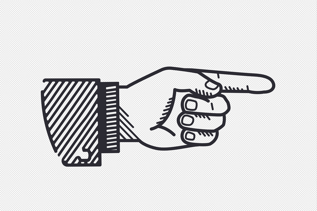 Human finger sign LOOK and HERE, an Illustration by Julia Tim (Photo 4 of 4)