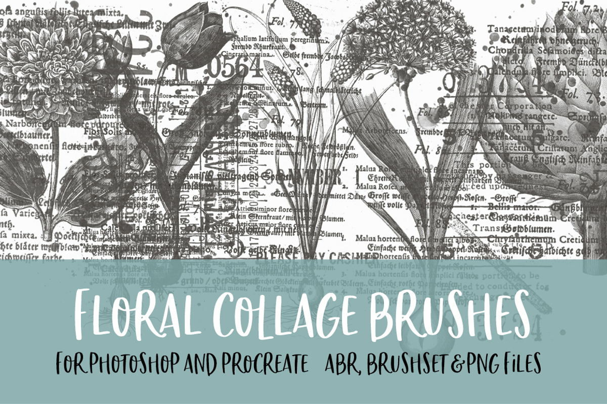 Floral Collage Brushes for PS/PRO, a Brush Add-On by Polka Dot Pixels (Photo 1 of 2)