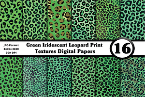 Green Iridescent Leopard Textures