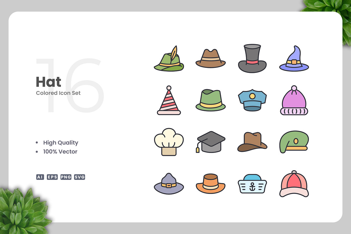 Hat Colored Icons, an Icon by Upnowgraphic