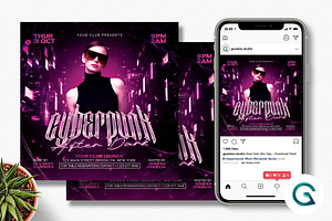 Cyberpunk After Dark Flyer Template, a Flyer Template by Geelator Studio