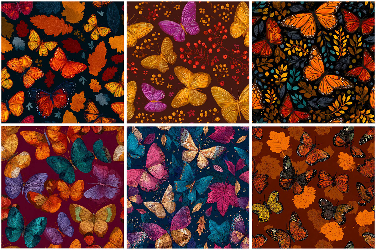 Fall Butterfly Seamless Patterns, an Illustration by DreamPrint404 (Photo 2 of 5)