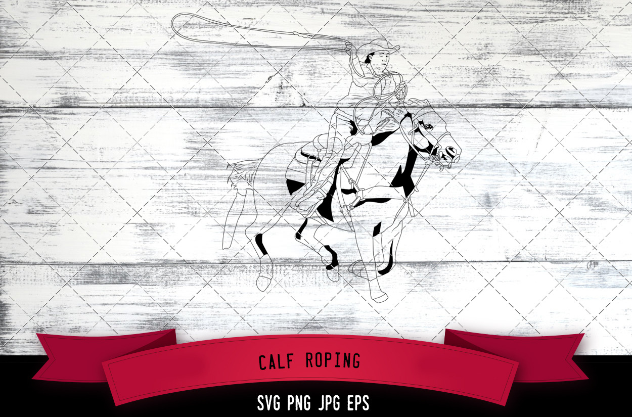 Tie Down Roping SVG File, an Object Graphic by The Silhouette Queen