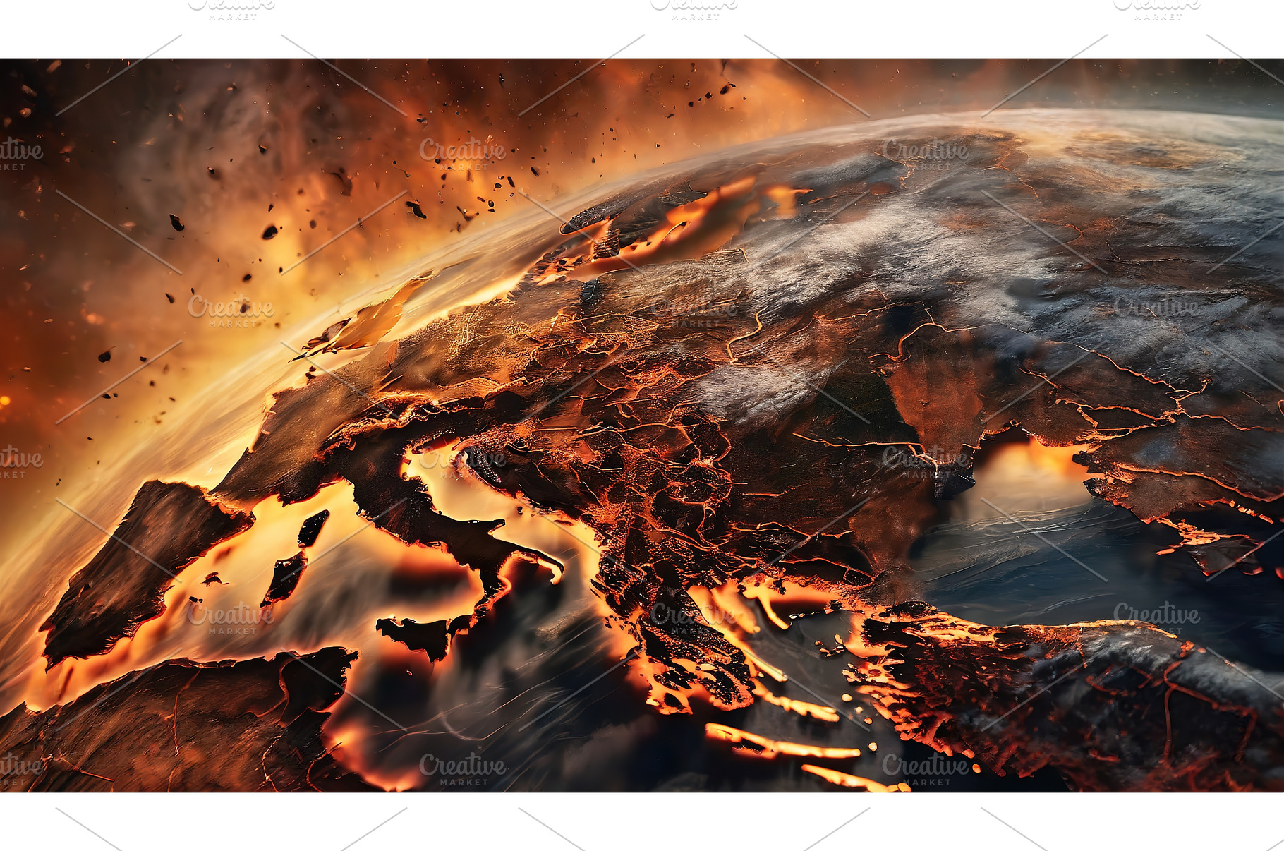 A vividly burning planet Earth with, an Abstract Photo by Igor Tichonow