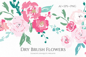Pink Blush Flowers 'Dry Brush'