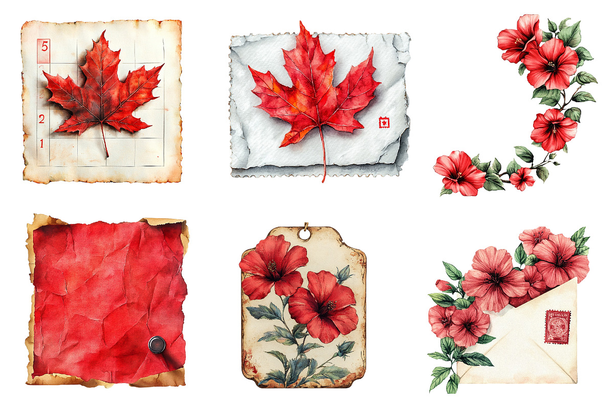 Red Vintage Fall Ephemera Clipart, an Illustration by CreationArt (Photo 5 of 5)