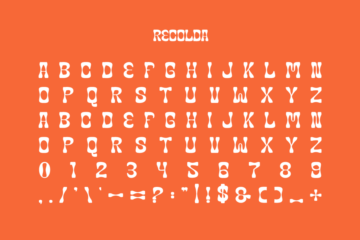 Recolda - Groovy & Retro Font, a Sans Serif Font by Iqsiart Studio (Photo 3 of 6)