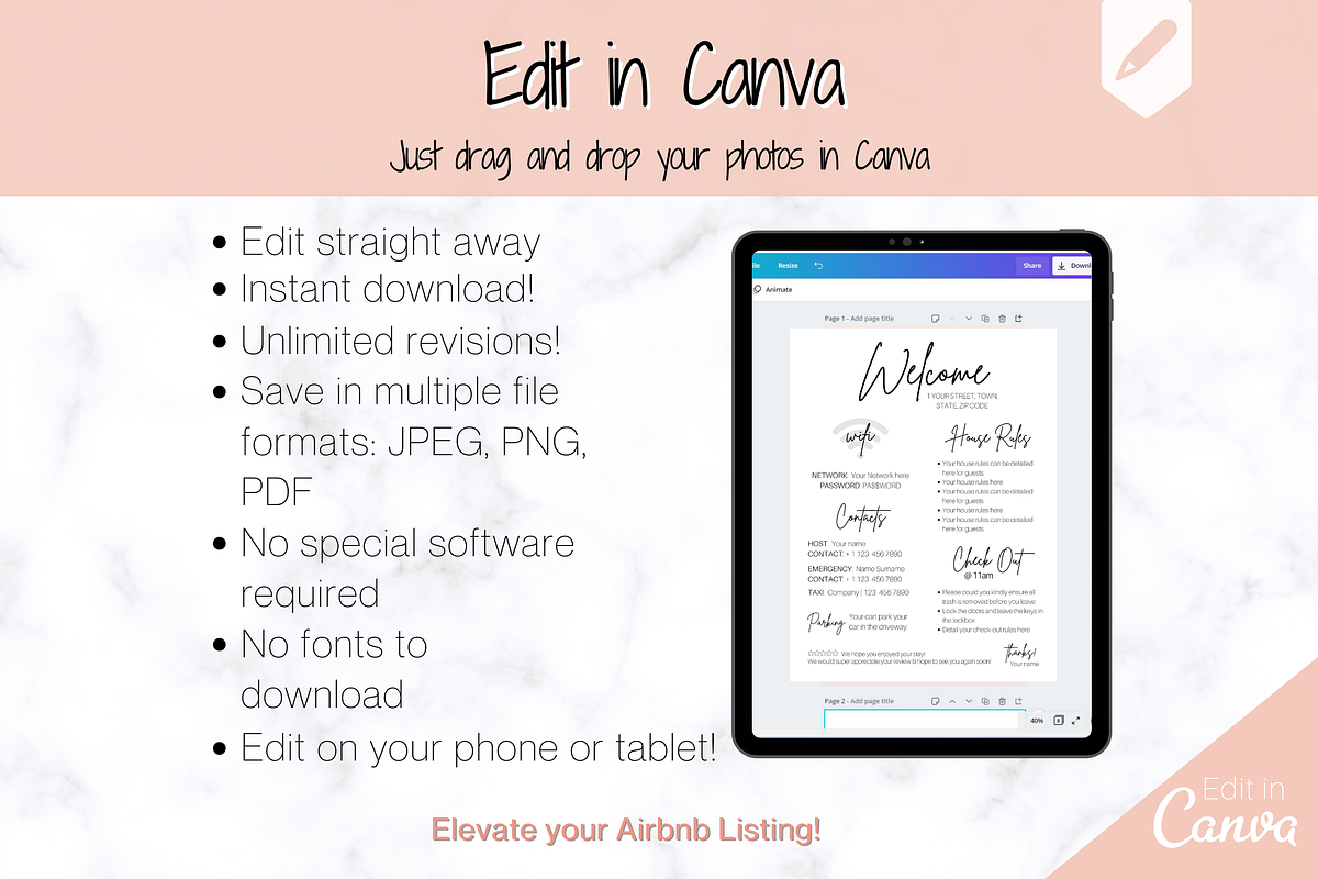 Airbnb Welcome Sign Poster Template, a Brochure Template by Templatables (Photo 8 of 11)