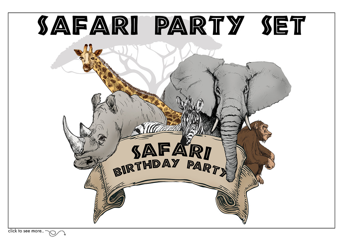 Safari Party Set, an Animal Illustration by Nancy Ingersoll (Photo 1 of 8)