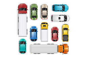 Top view set of various cars, a Transportation Illustration by Yayasya