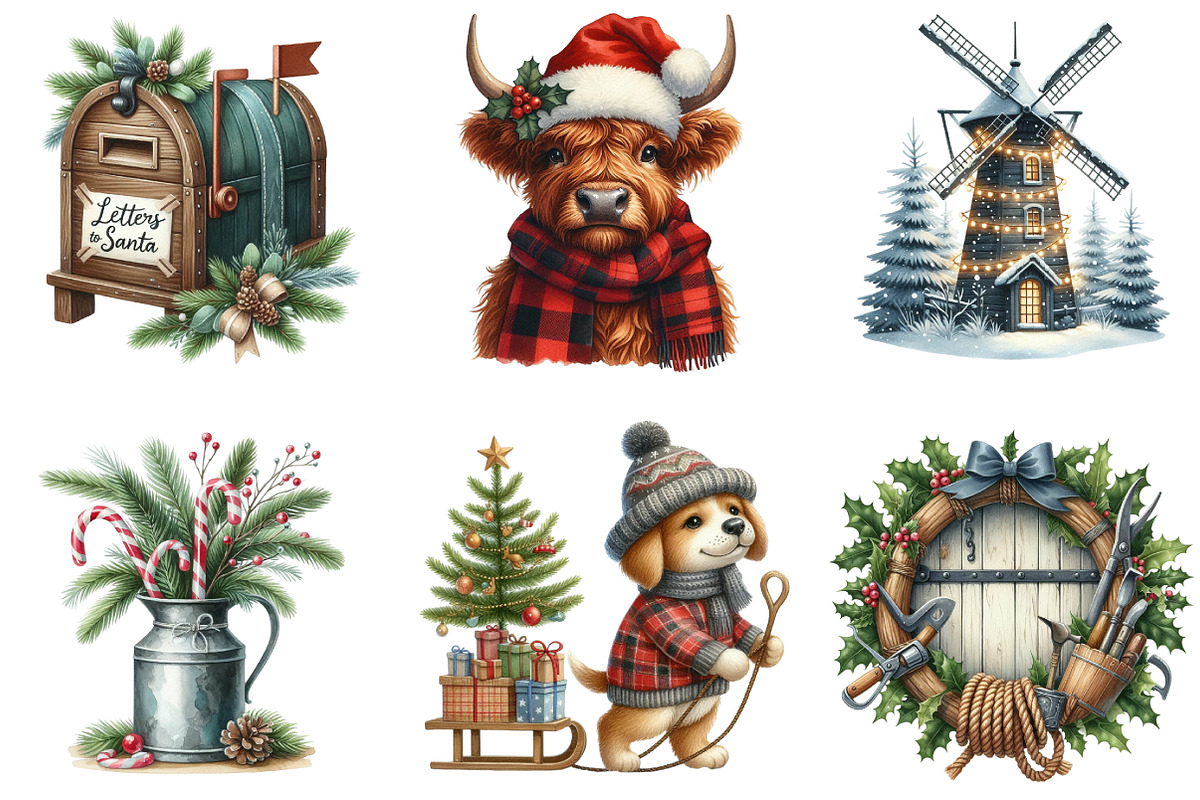 Christmas Farm Sublimation Clipart, an Illustration by DreamArtGraphic (Photo 2 of 6)