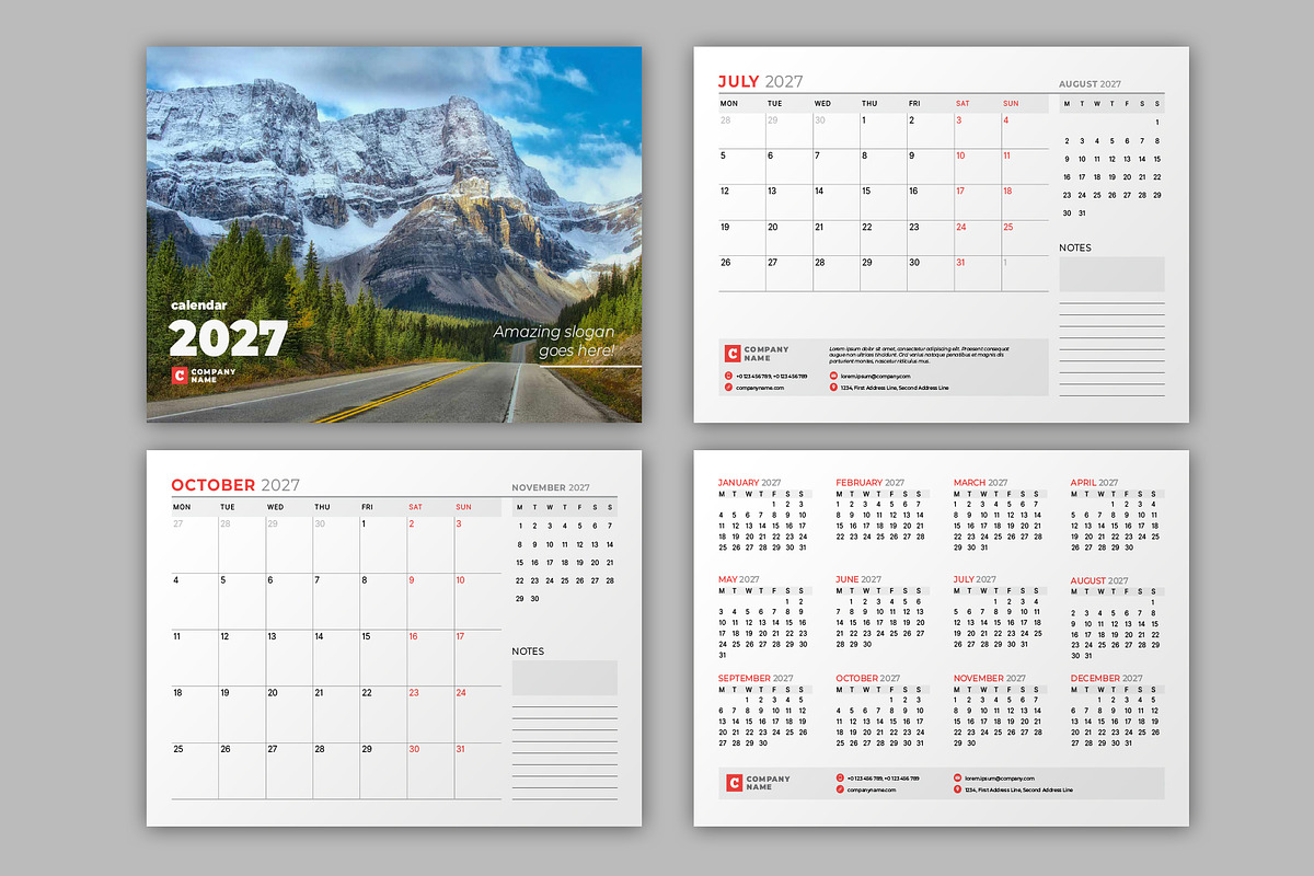 Wall Calendar 2027 (WC046-27-M), a Stationery Template by mikhailmorosin (Photo 3 of 7)
