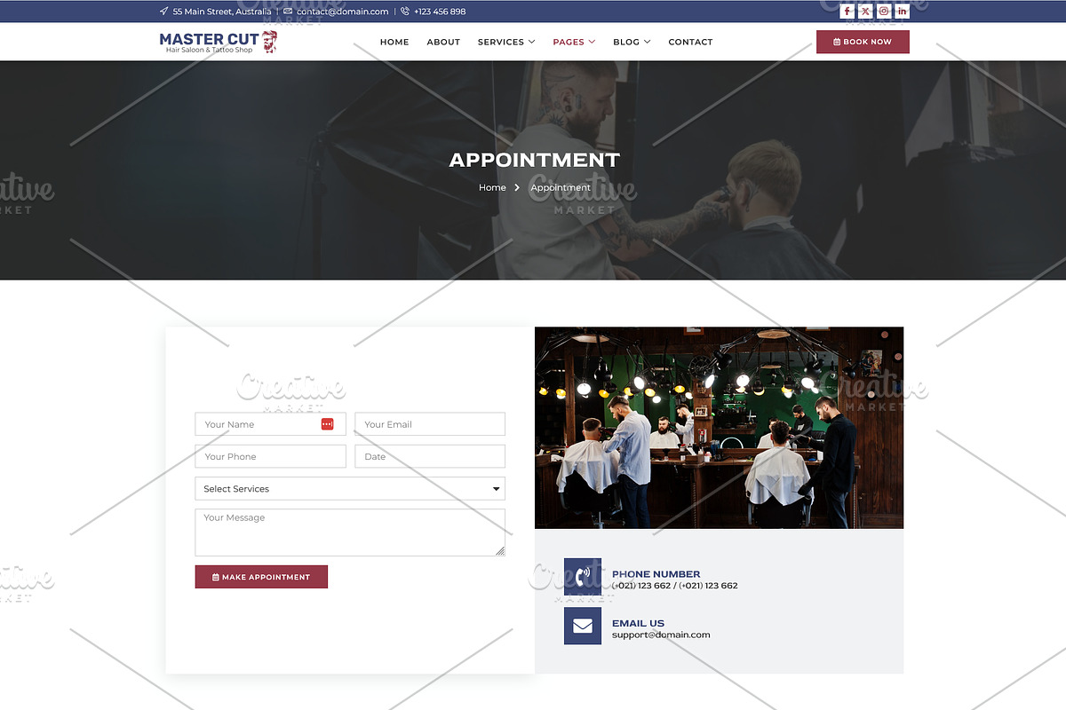 Barber, Hair Salon & Tattoo Shop, a WordPress Template by HasnainDEV (Photo 3 of 6)