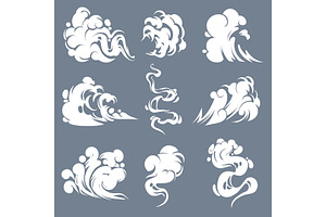 Cartoon Smoke. Smoking Steam Clouds