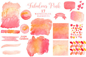 Pink Watercolor Textures & Splashes