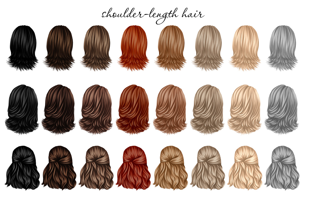 Hair clipart large set, an Illustration by Elenbushe (Photo 4 of 11)