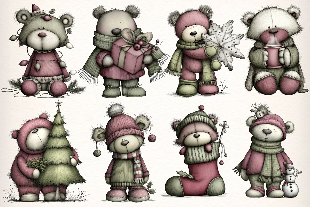 Whimsical Teddy Bear Clipart Bundle, an Illustration by Dream Creation (Photo 3 of 7)