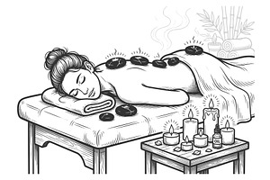 Relaxing Spa Hot Stone Massage with, a Healthcare Illustration by AlexArt