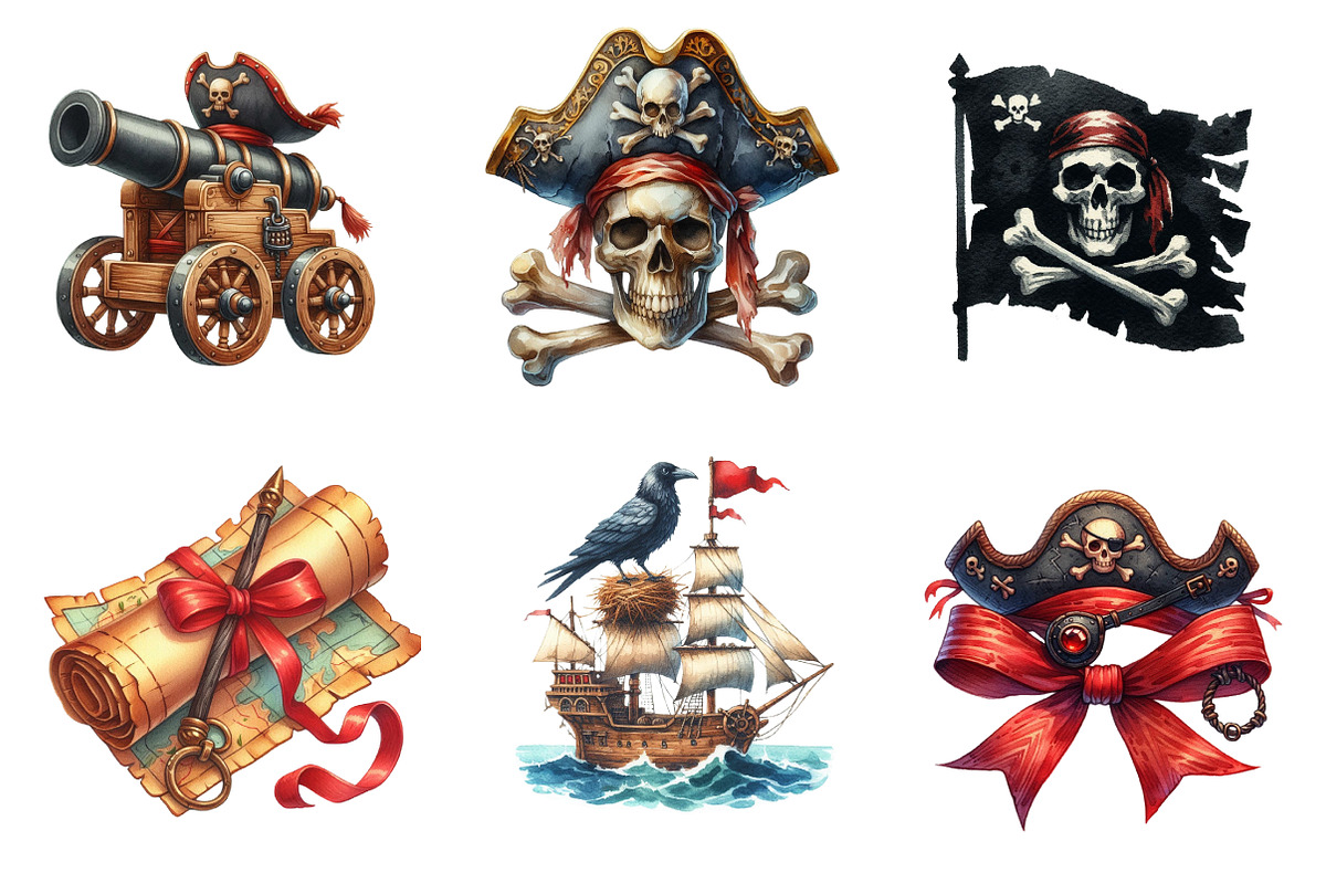 Pirate clipart - Watercolor, an Illustration by CreationArt (Photo 3 of 5)