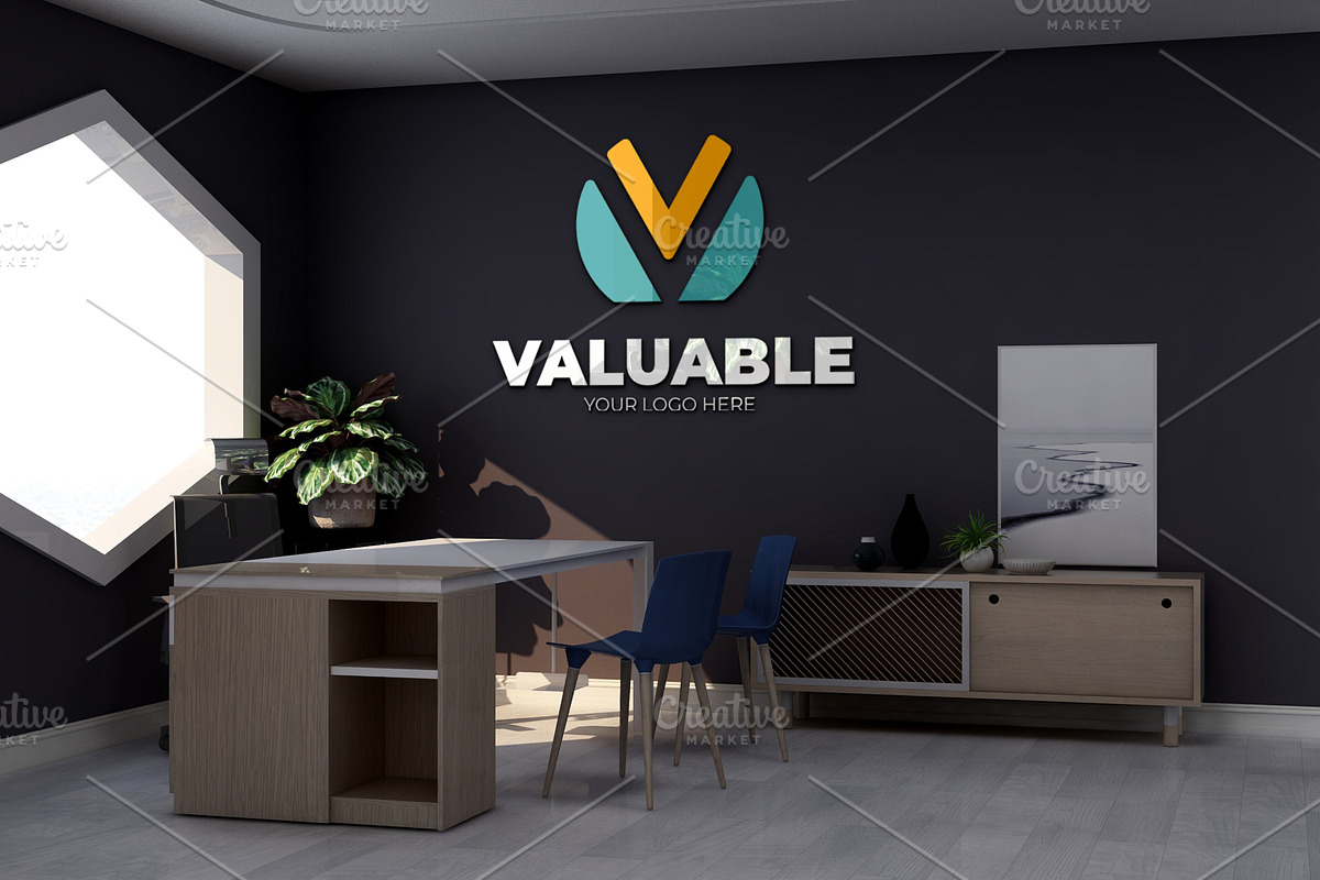 PSD Office Room Wall Logo Mockup, a Product Mockup by Ayy (Photo 7 of 13)
