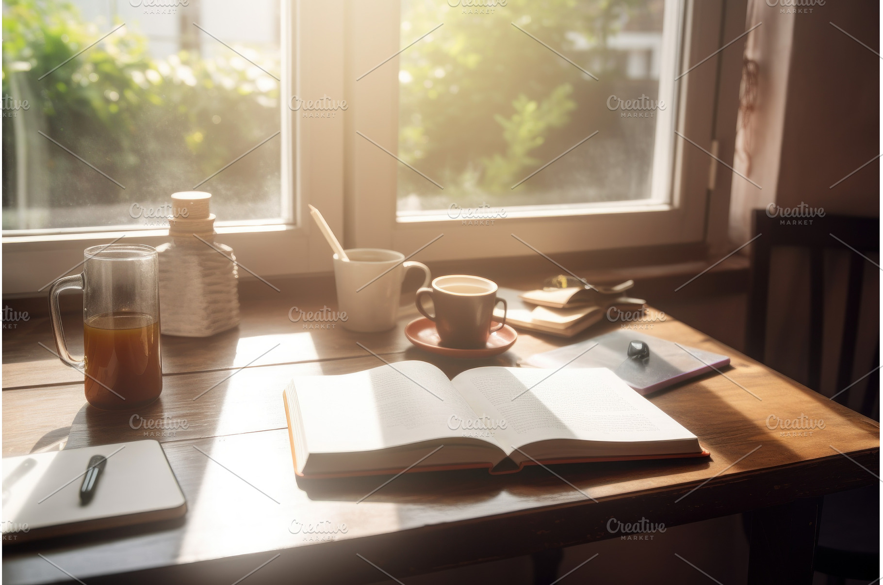 Book with coffee near window, a School & Education Photo by Ylivdesign