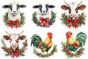 Christmas Farm Animals Clipart, a Seasonal Illustration by CitraGraphics (Thumbnail 6 of 7)