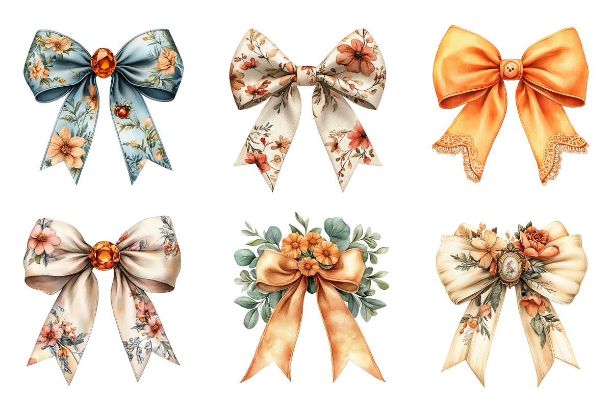 Autumn Coquette Bows Clipart, an Illustration by CreationArt (Photo 2 of 5)